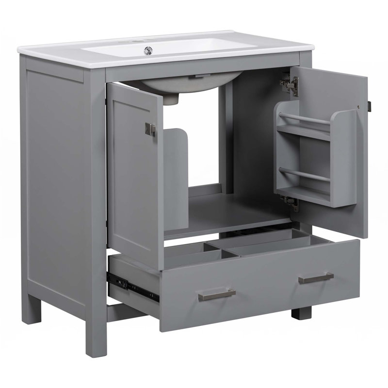Meuble-lavabo 30 po avec lavabo simple, Gris