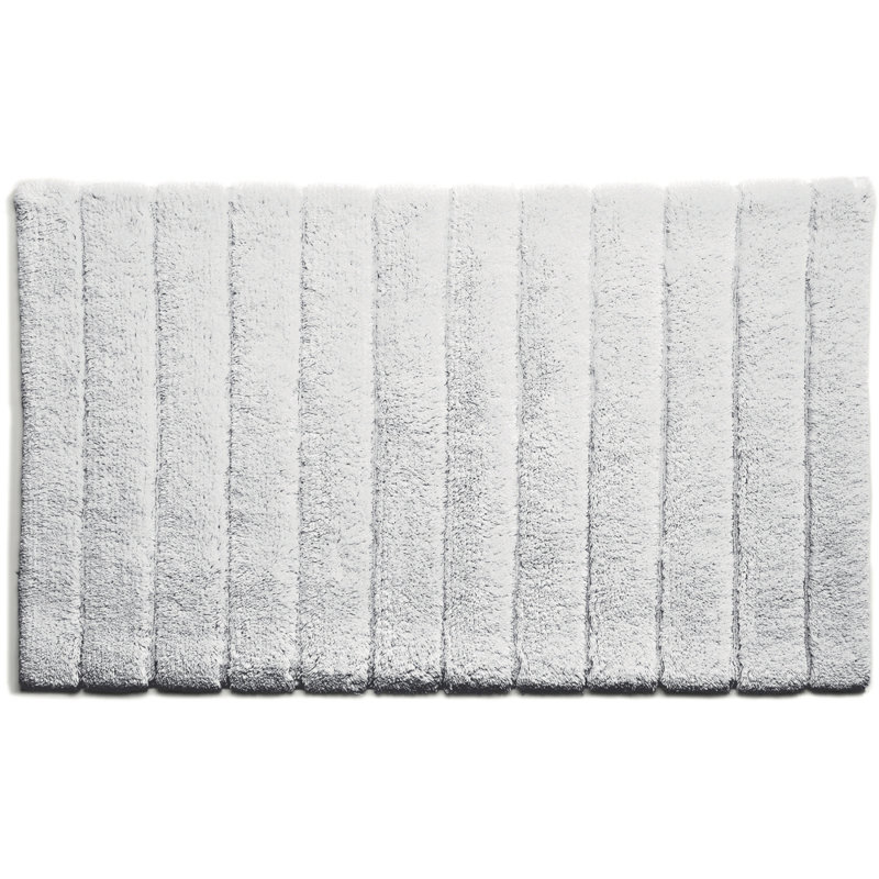 Dithusan Stripe Bamboo Bath Mat, 80cm L x 50cm W, White