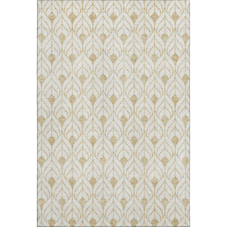 Premium Machine Washable Prisco Gold Rug