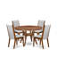 L'ensemble de table de cuisine 5 pièces comprend une table de salle à manger à piédestal et 4 chaises Parson en lin gris avec dossier haut - Finition noyer antique-1452677244-1466534338