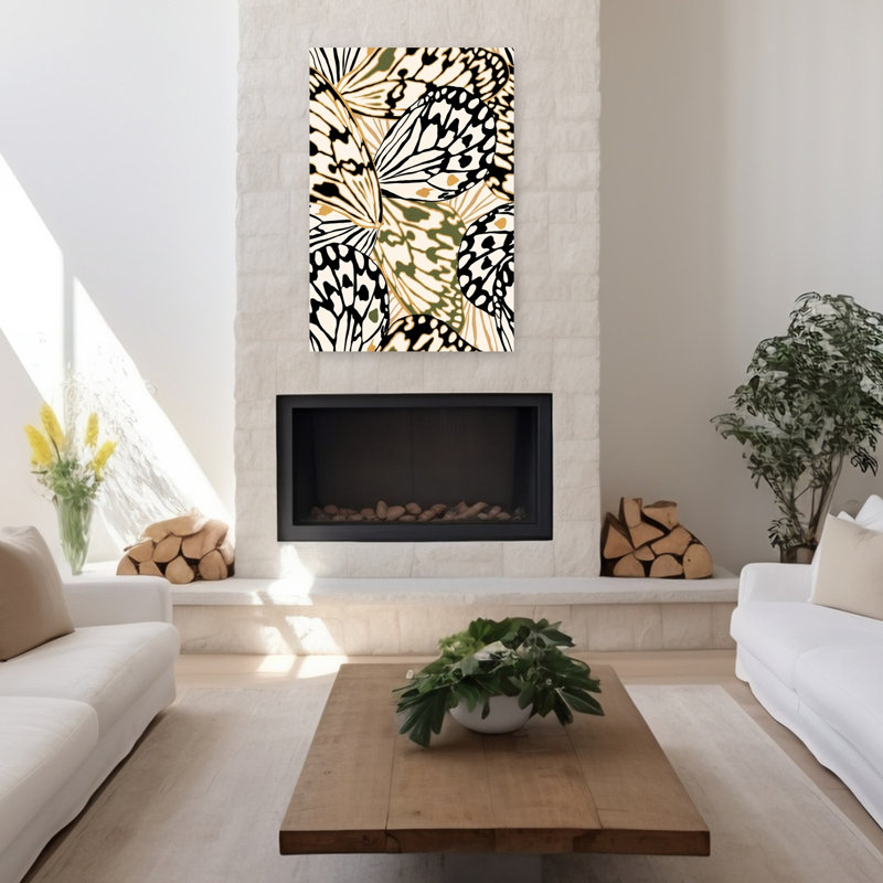 Élégant motif papillon abstrait, délicat, papillon délicat, nature, art mural tropical, H 48 po x l 32 po
