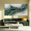 Gold Home Decor, Canvas Wall Art, Green Large Abstract Art For Living Room, Office, Bedroom & Dining Room, 24" X 48"