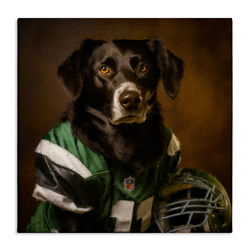 «Football Star Dog», art mural par Sean Parnell, H 17 po x l 17 po