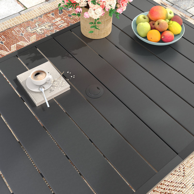 Kabbi Rectangular Steel Outdoor Dining Table Yes , 37.8 " W 59.2 " D