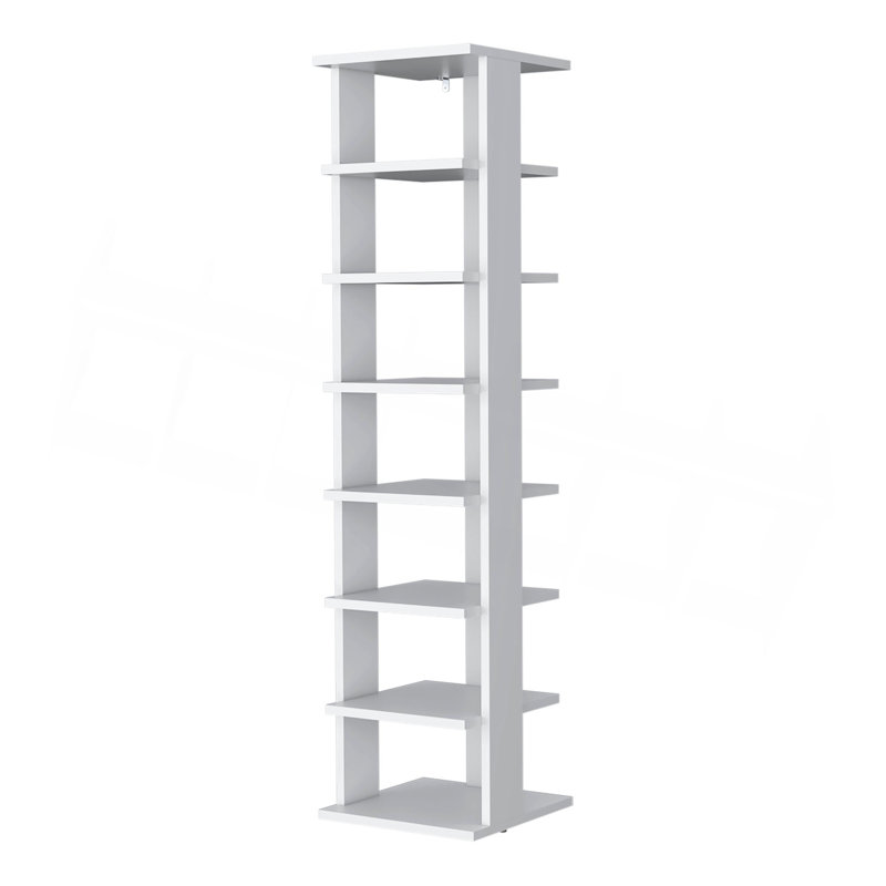 Range-chaussures vertical blanc à 7 niveaux, Blanc