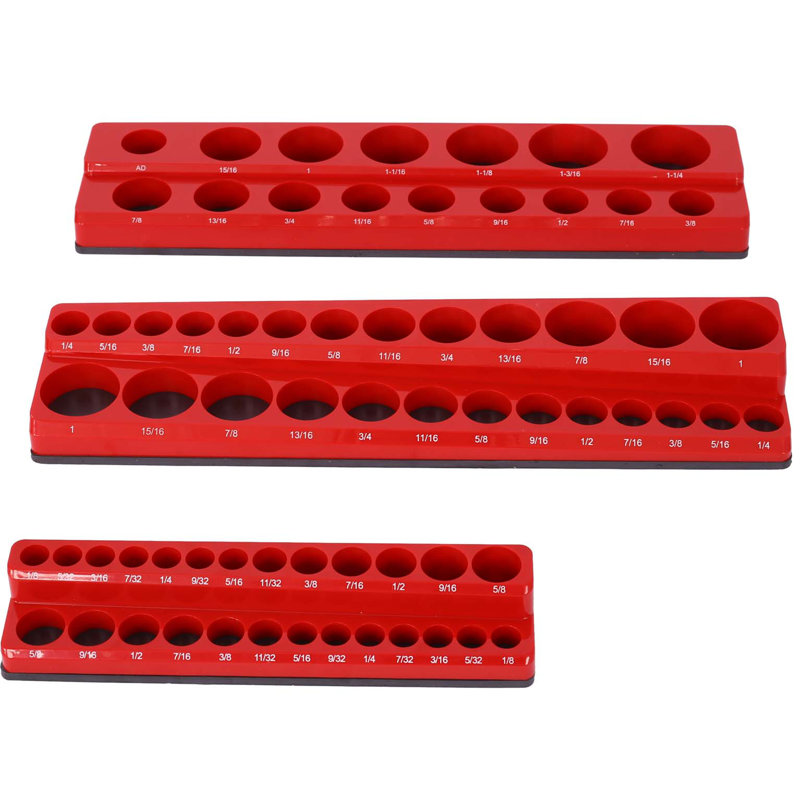 Organisateurs de douilles magnétiques 3 pièces SAE, organisateurs de douilles pour boîtes à outils, organisateur de douille, support de douille magnétique, organisateur de boîte à outils noir, rouge, SAE