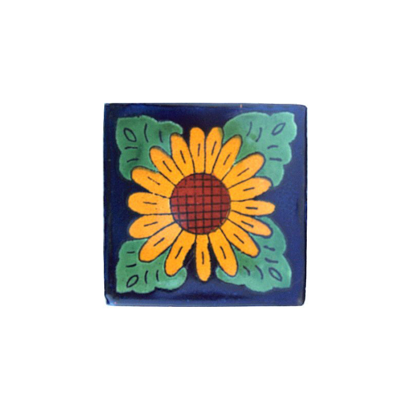 6" x 6" 4pcs TalaMex Sunflower Talavera Mexican Tile II
