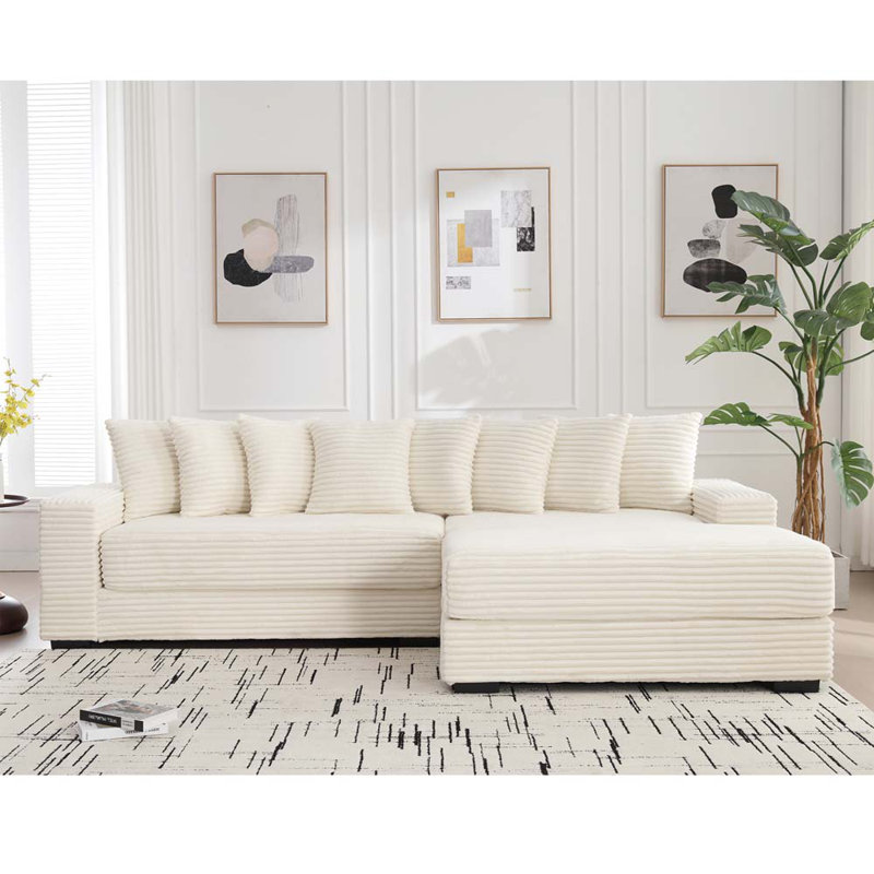 Canapé en L surdimensionné à deux pièces, Beige, Orienté à gauche (vu de face)