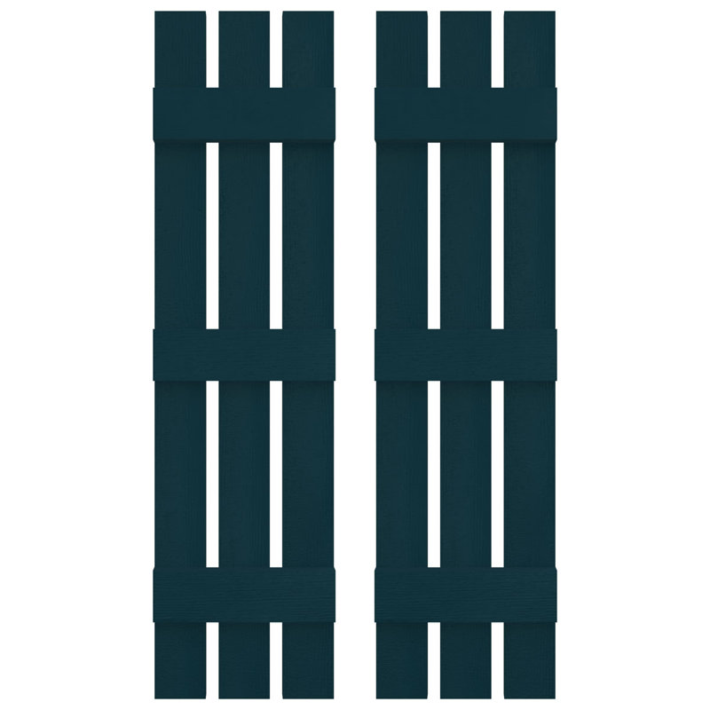Builders Edge, paire de volets personnalisés à trois planches espacées, planche-n-lattes, 62 po, Bleu minuit