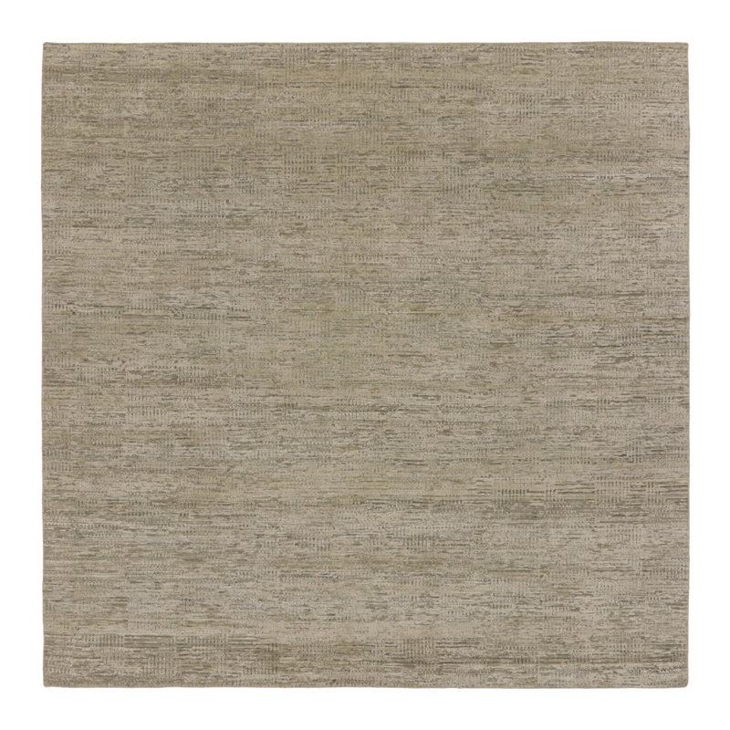 Handmade Silk and Wool Geometric Area Rug, Square 9'11"
