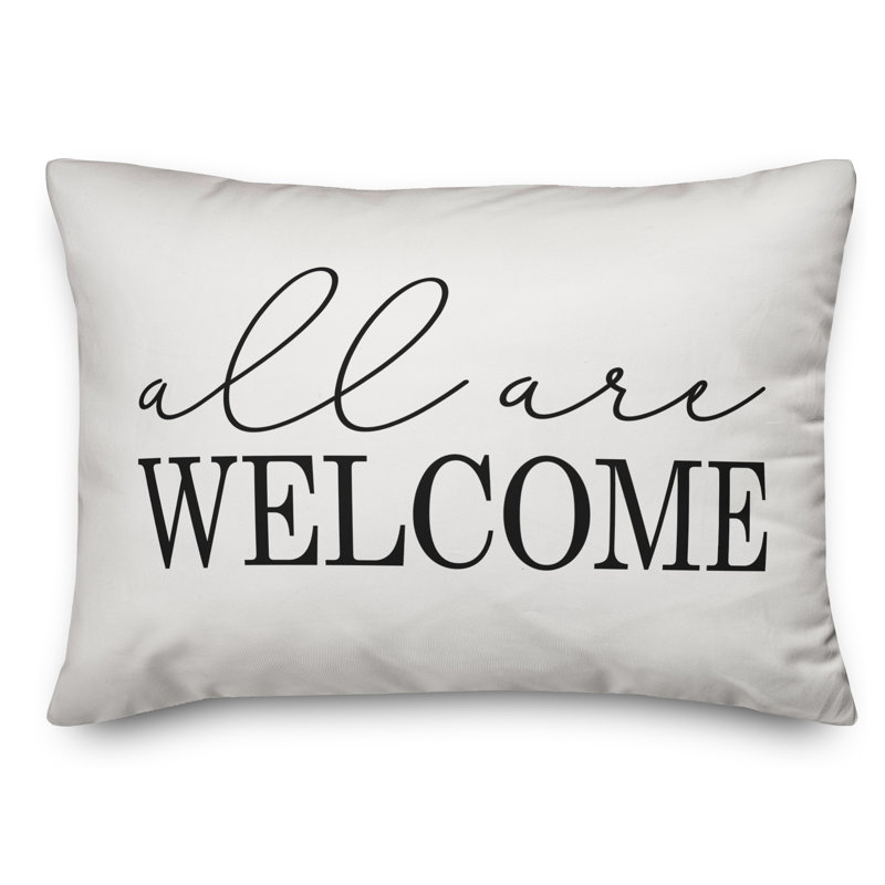 Textual Outdoor Throw Pillow, Off White/Black