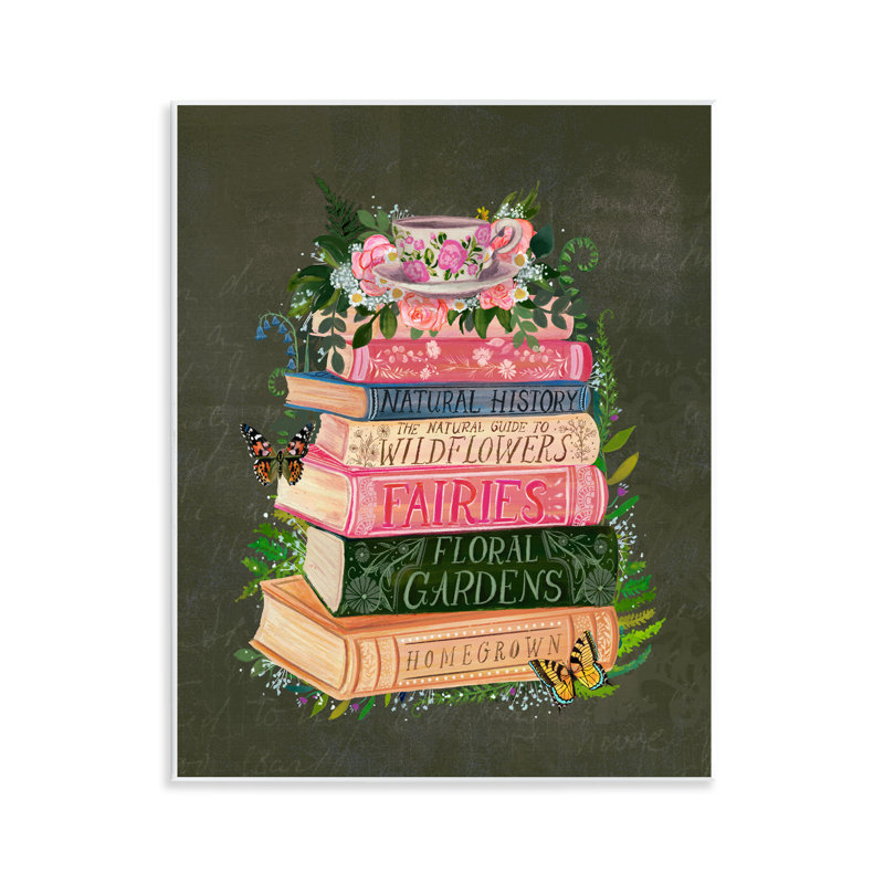 Plaque murale de livre floral fée, design par Glad You Here Co.