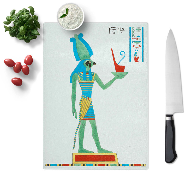 Tempered Glass Illustration of Ptah-Sokar Chopping Board, 20 cm x 28.5 cm