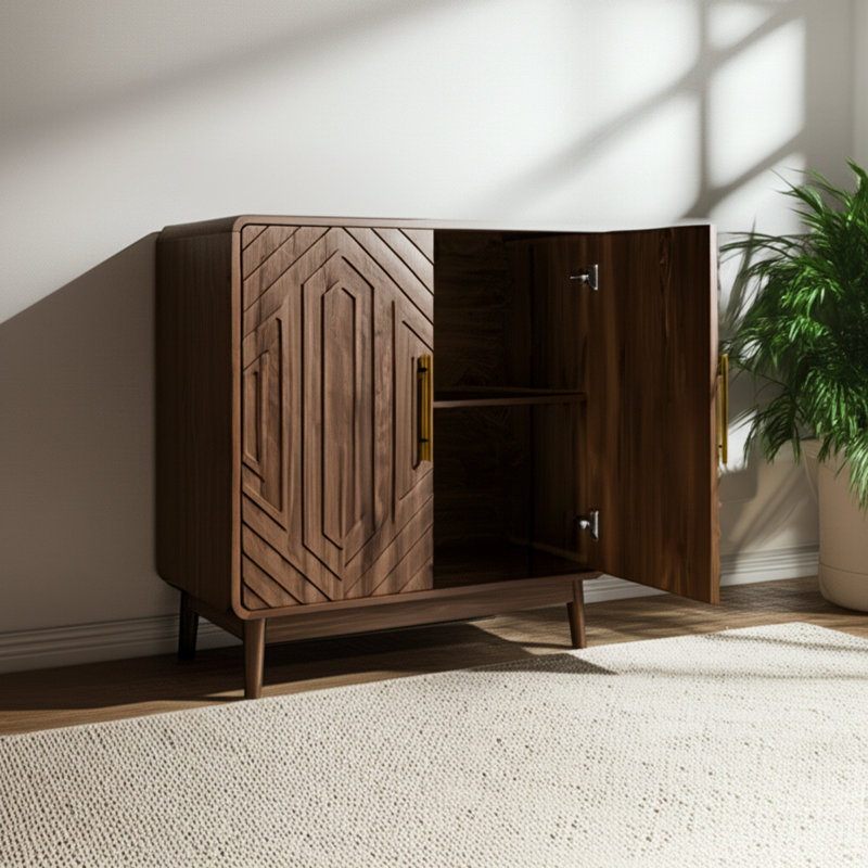 Sideboard Buffet Cabinet With Storage ,Carved 2 Door Sideboard