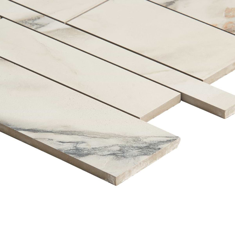 Dreamstone Railroad Porcelain Mosaic, Calacatta Rustico Matte