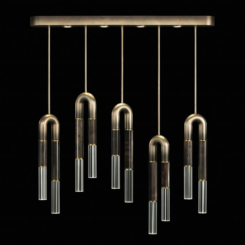 Luminaire suspendu linéaire 51,5 po Antonia, Ombre bronze / laiton / gris anthracite