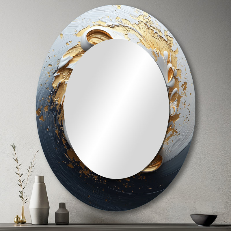 Miroir mural ovale blanc et doré, 43 po x 33 po