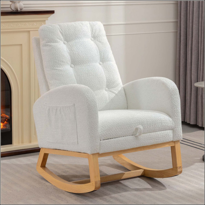Chaise berçante d'appoint avec repose-pieds, Blanc