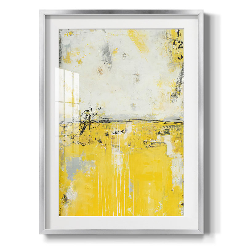 Jaune lié - imprimé encadré, H 28,5 po x l 20,5 po, Argent argent