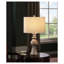 Lampe de table Wahlburg Oatmeal and Antique Drum Shade - Lampe de table moderne en tissu avec éclairage doux et diffus pour le salon et la chambre à coucher