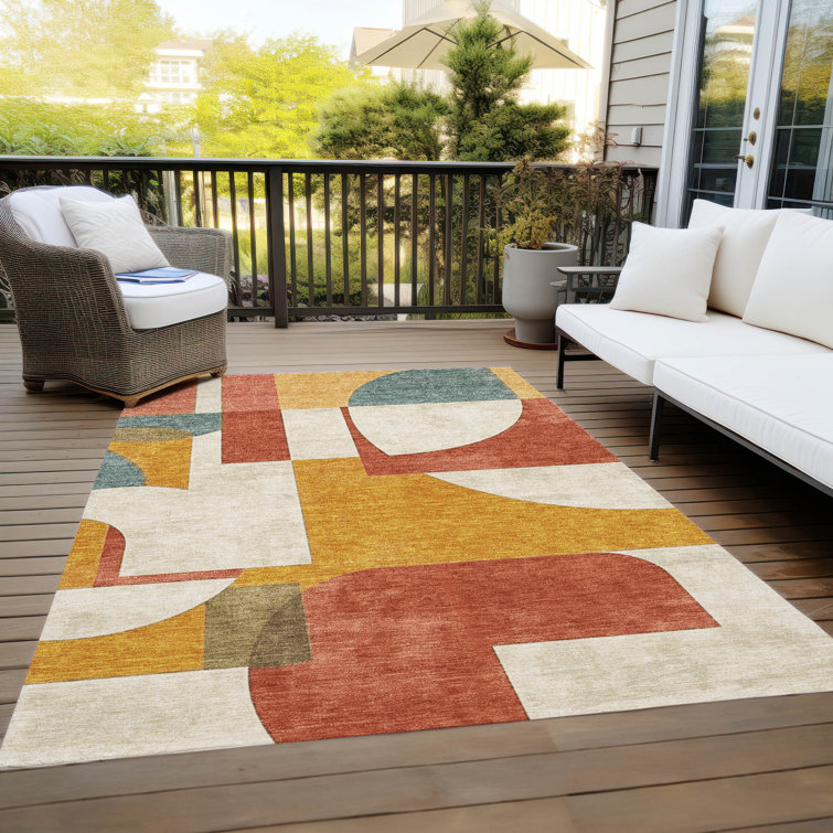 Machine Washable Indoor/Outdoor Cinead ACN1692 Coral Rug
