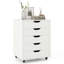  Classeur mobile à 5 tiroirs avec roulettes verrouillables, armoire de rangement compacte pour salon, bureau à domicile et bureau, blanc-1590201883