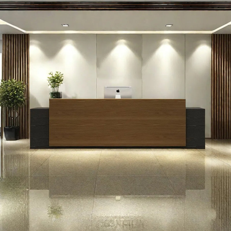 102.36” Elegant Writing Desk, Computer Table & Front Desk, Brown/Black