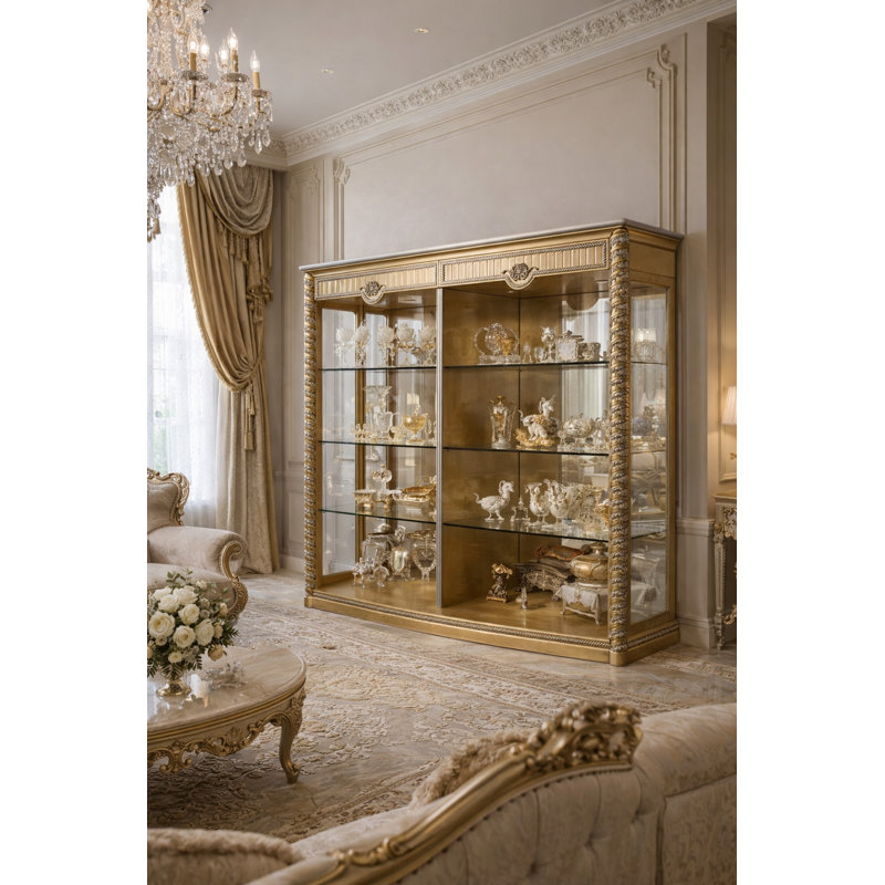 Solid Wood Lighted China Cabinet