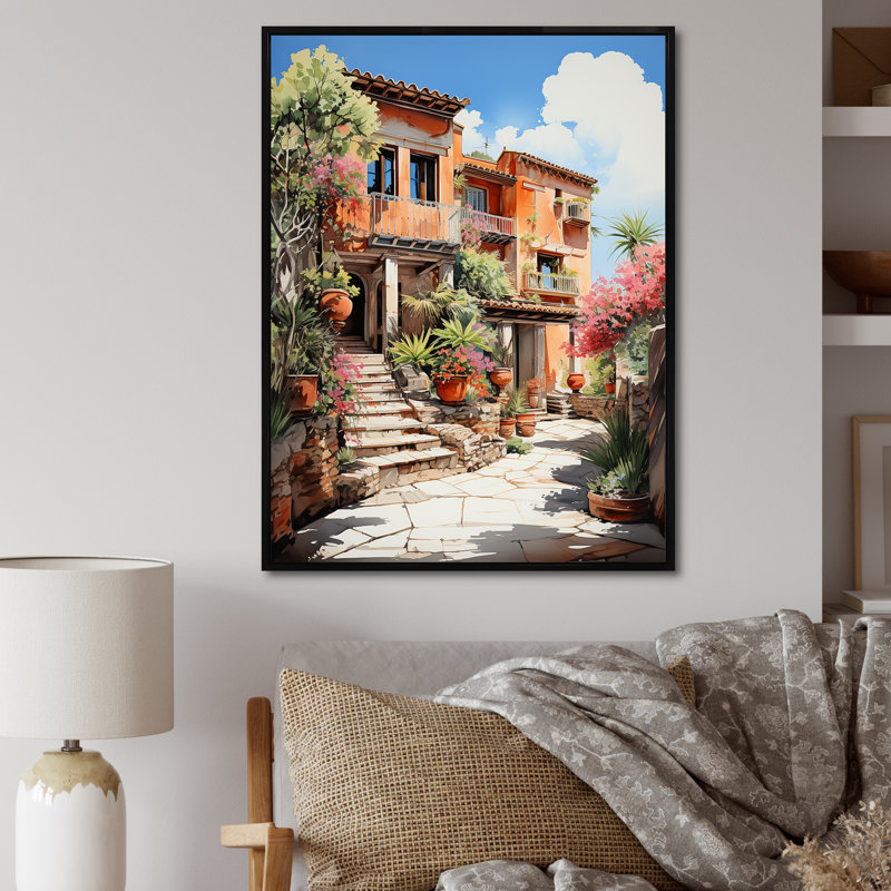 Reproduction d'art sur toile, espagnol Hacienda fauvisme I, H 44 po x l 34 po x P 1,5 po, Cadre flottant noir
