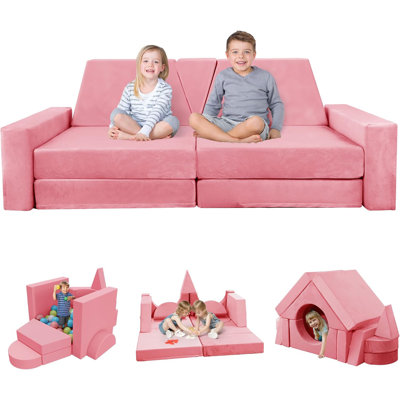 Couch Kids For Toddler & Children, Kids Couch Fort Building Kit For Playroom Furniture