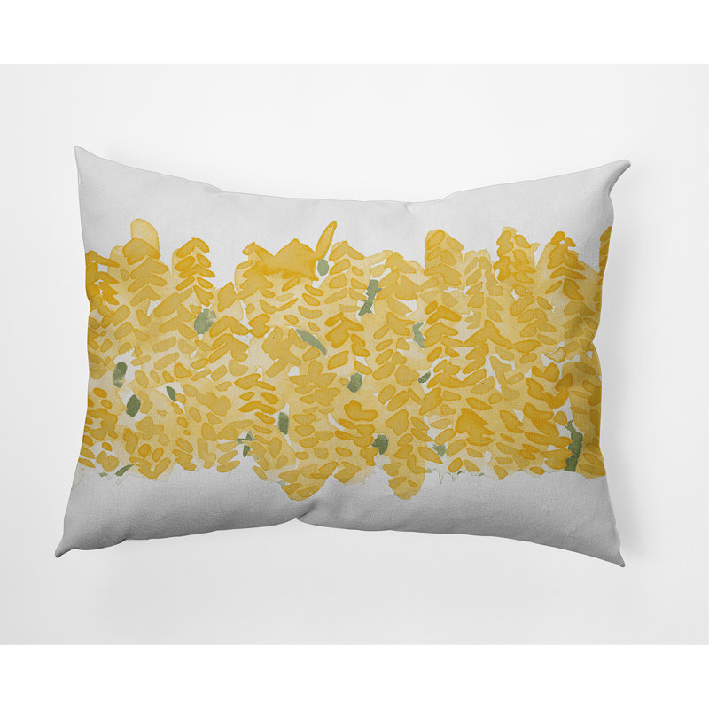 Flower Bell Floral Reversible Throw Pillow, Yellow