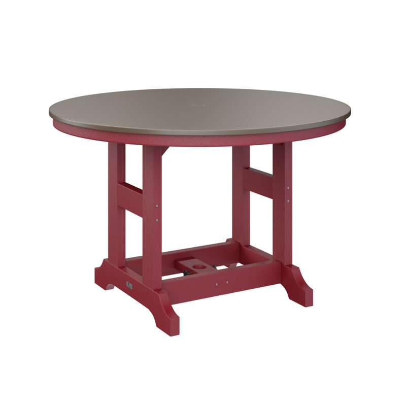 Table de bar ronde Berlin Garden, Bronze martelé, Rouge écarlate, H 39,5 po x l 48 po x P 48 po