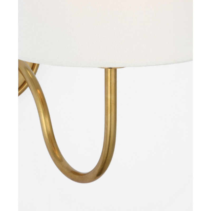 Lyndsie Small Cordless Sconce with Linen Shade, Hand-Rubbed Antique Brass