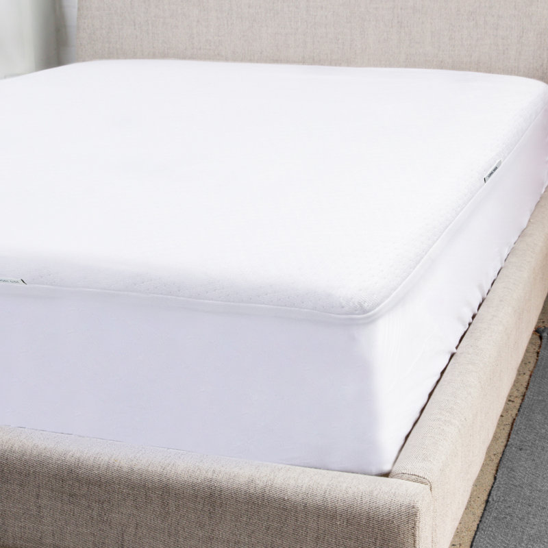 Cariloha Luxurious Aloha Soft Mattress Protector | White | 100% Waterproof Top | Deep Pocket Design | Corner Active Band