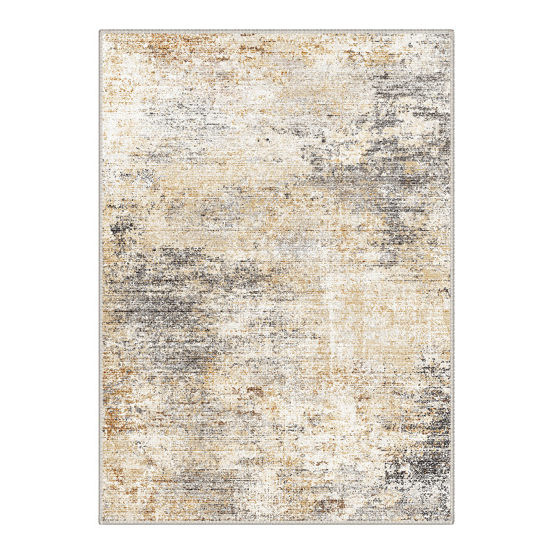 Tapis beige lavable à la machine avec envers antidérapant Aura, Rectangle 8' x 10'