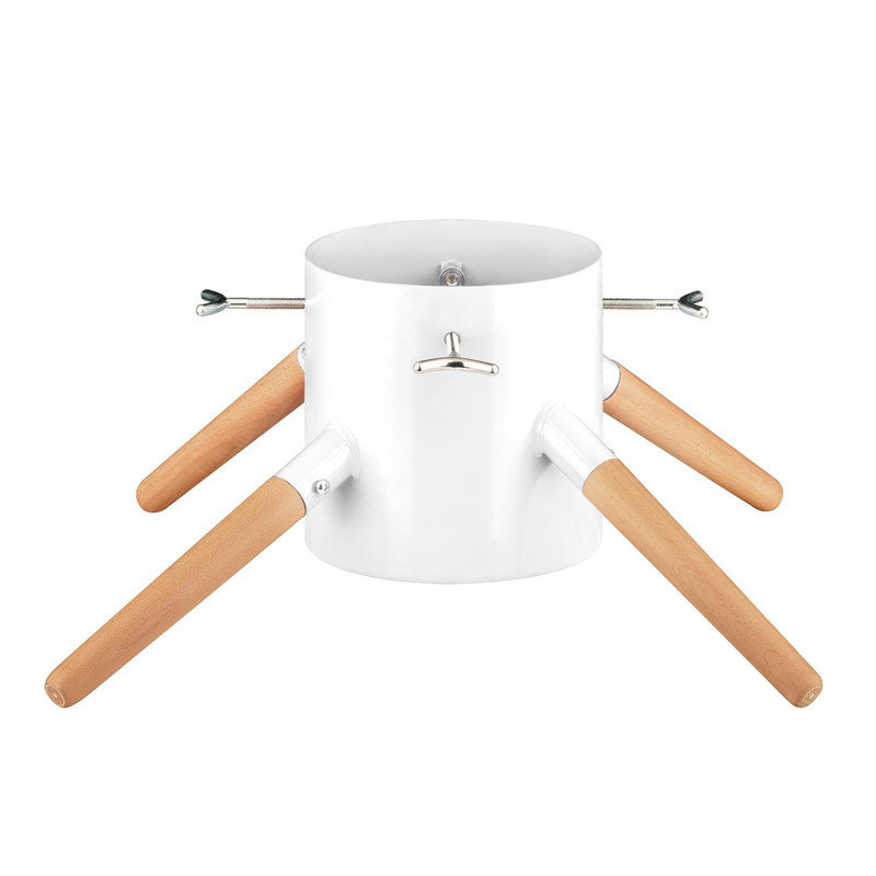 White Metal and Beech Wood Christmas Tree Stand for 10ft Trees