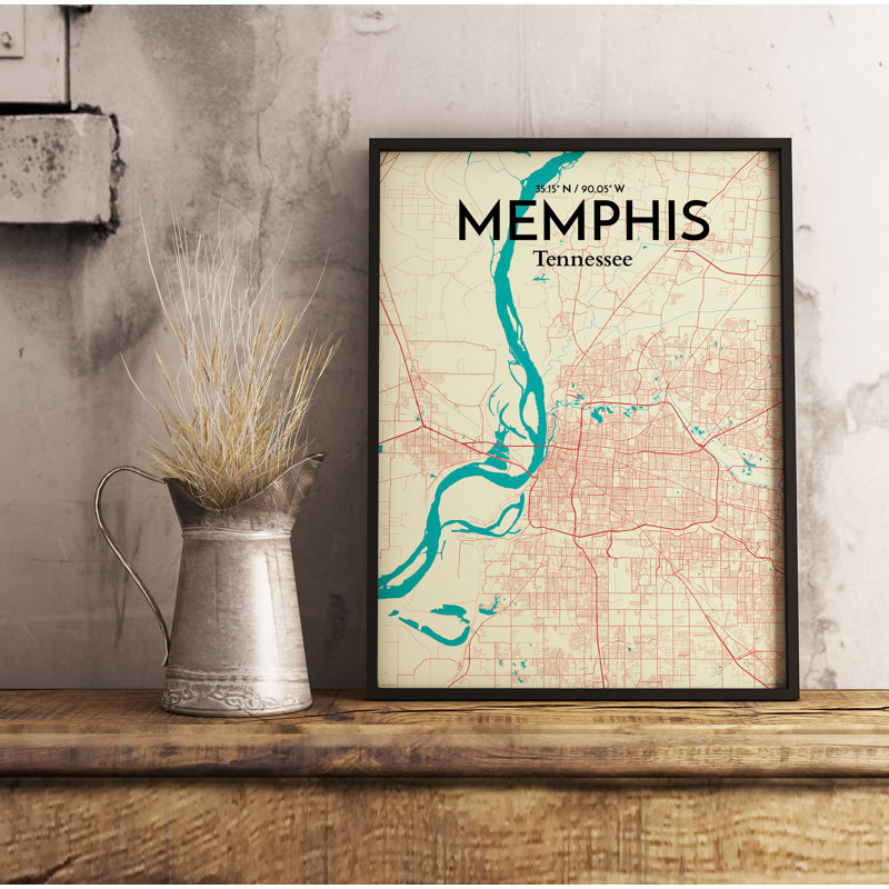 Memphis City Map - No Frame Print, 43.2cm H x 27.9cm W x 0.1cm D