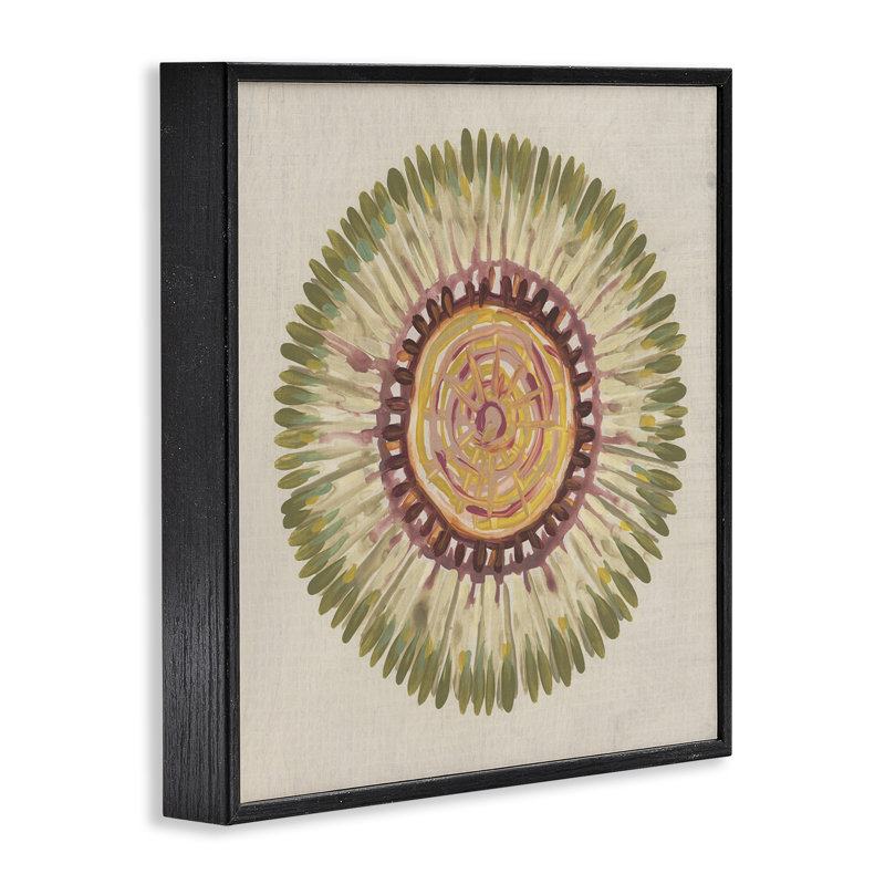 Radial Aura Mandala, art de la giclée encadrée, design par June Erica Vess, H 12 po x l 12 po, Giclée encadrée noir minuit