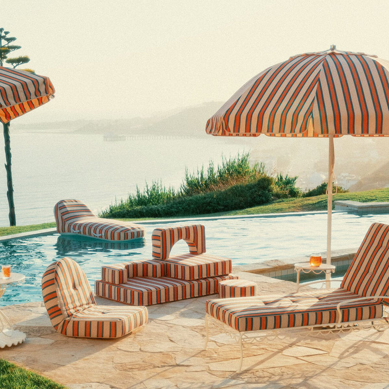 Patio 90'' W Umbrella, Pink/Red Striped