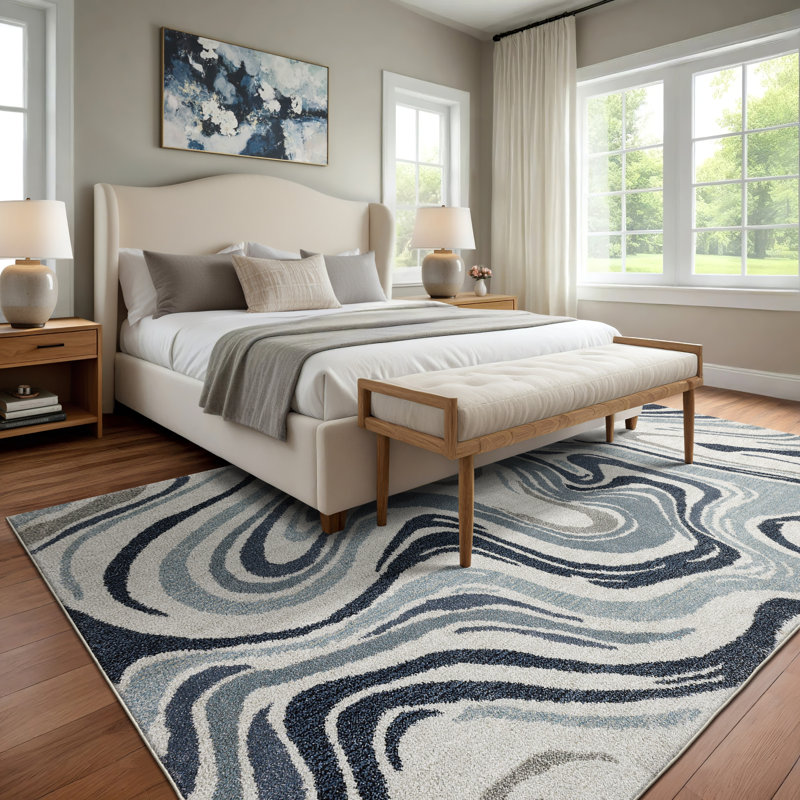 Tapis bleu / gris Genesis, Tapis de couloir 2 pi 3 po x 7 pi