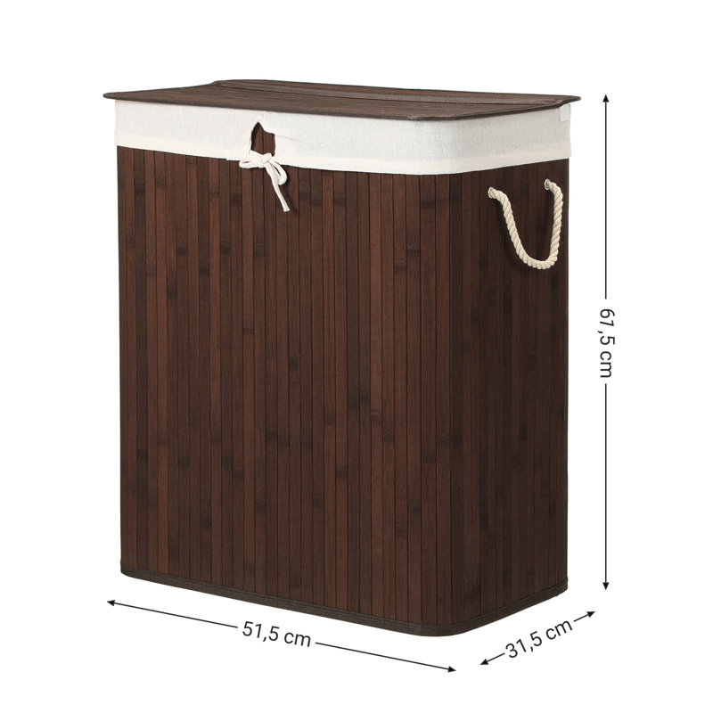 Bamboo Laundry Sorter with Handles, Brown