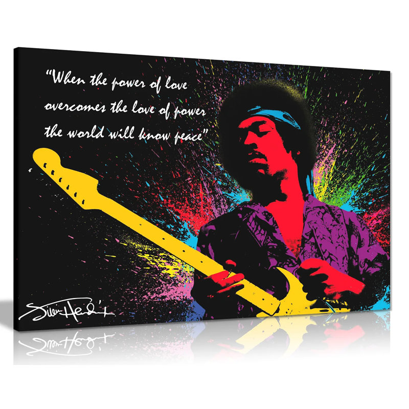 Jimi Hendrix Quote Colour Splash - Wrapped Canvas Print, 20cm H x 31cm W
