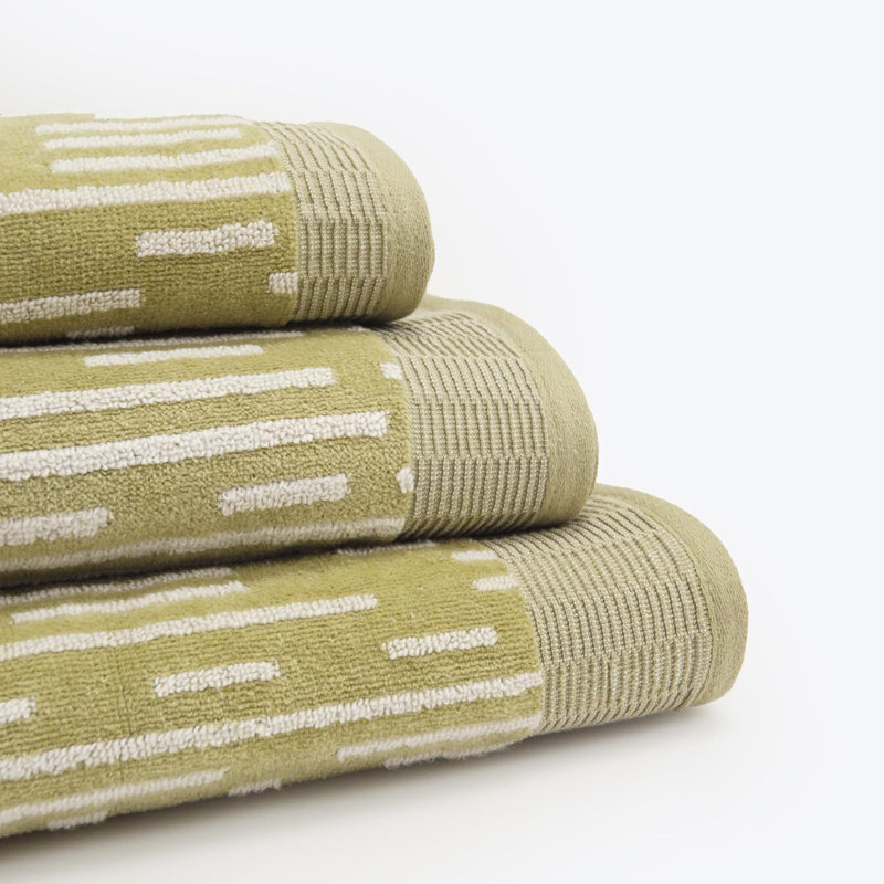 100% Cotton Striped Bath Towels - Set of 2, Green