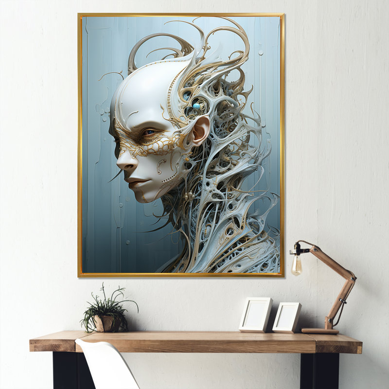 Mythical Alien Creature, reproduction d'art sur toile, Cadre flottant doré, H 44 po x l 34 po x P 1,5 po