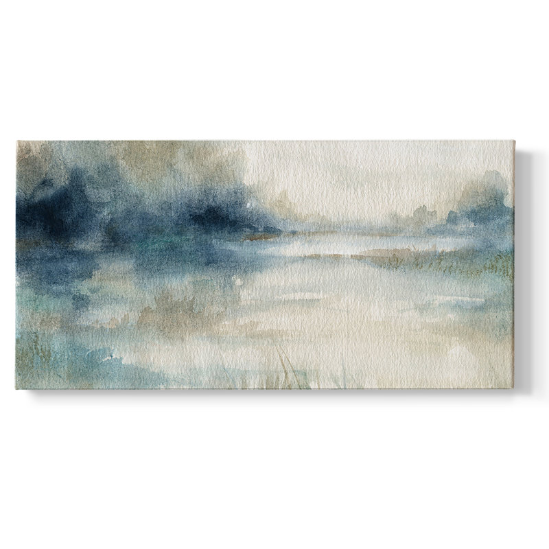 Still Still Waters II - Toile tendue avec cadre encadré - Prêt à accrocher, H 25 po x l 49 po, Doré