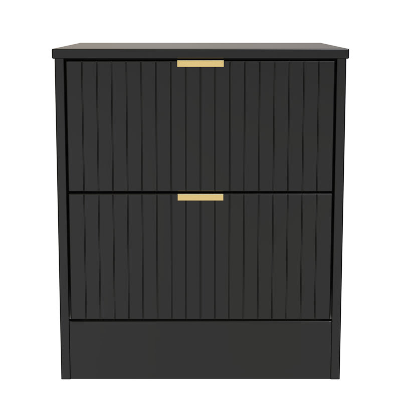 Barriner 45cm W Manufactured Wood Bedside Table, Deep Black/Black Matt