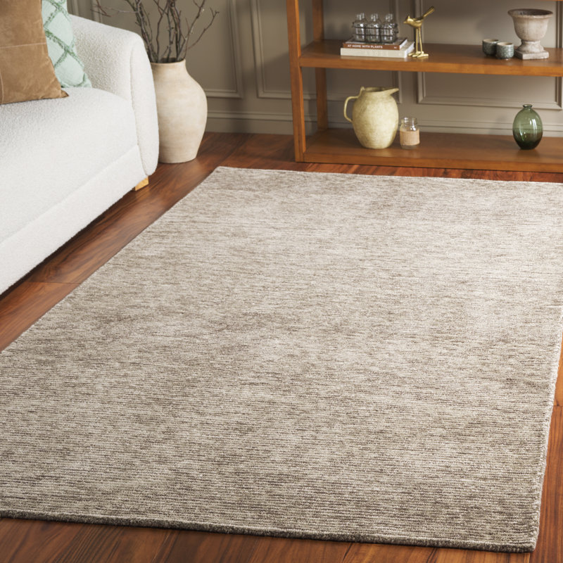 Tapis beige en coton touffeté à la main Kedwin, Rectangle 5 pi x 8 pi