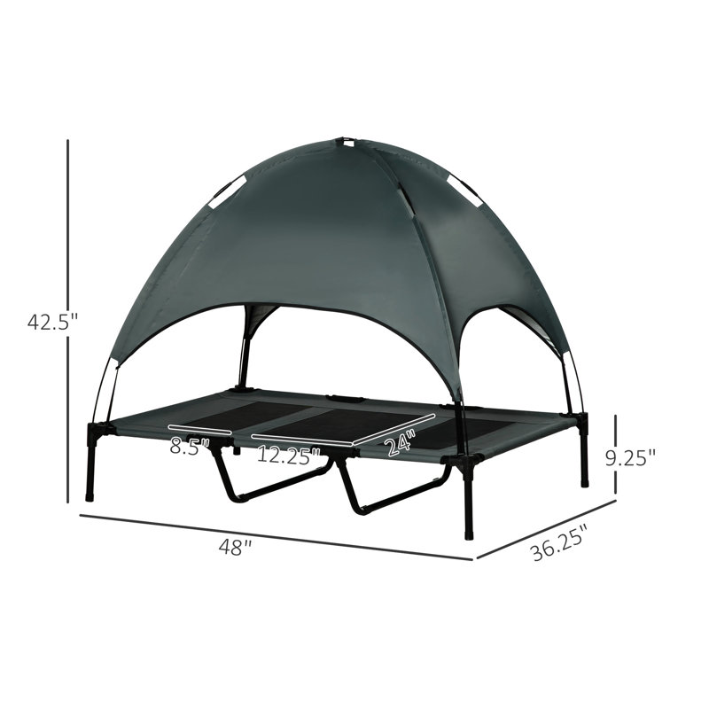 Lit de bébé surélevé portatif pour animal de compagnie gris 48 po avec moustiquaire et toile de soleil