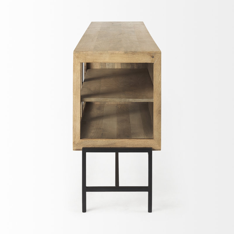 Arelius 70'' W Solid Wood Sideboard, Black/Light Brown