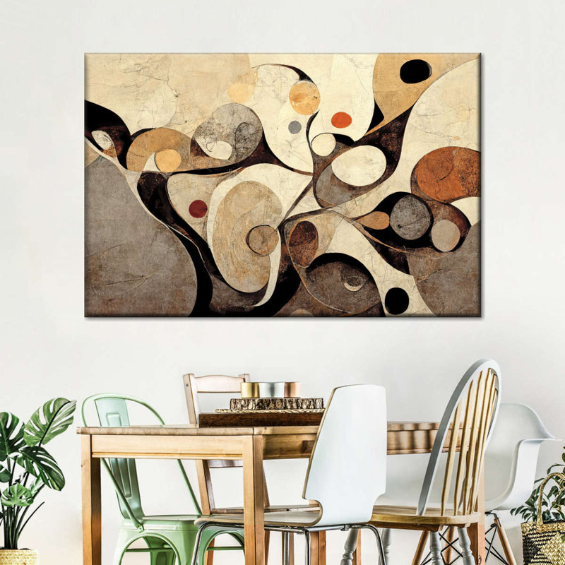 Impression abstraite sur toile tourbillonnant de tons de terre, H 30 po x l 45 po x P 1,25 po